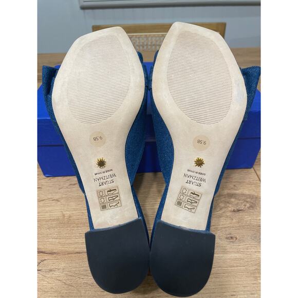 Stuart Weitzman Love Knot 50 Block Slide Vintage Denim Indigo Size 9.5 NIB - Picture 9 of 14